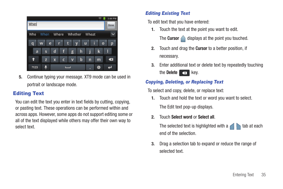 Editing text | Samsung YP-G1CWY-XAA User Manual | Page 39 / 176