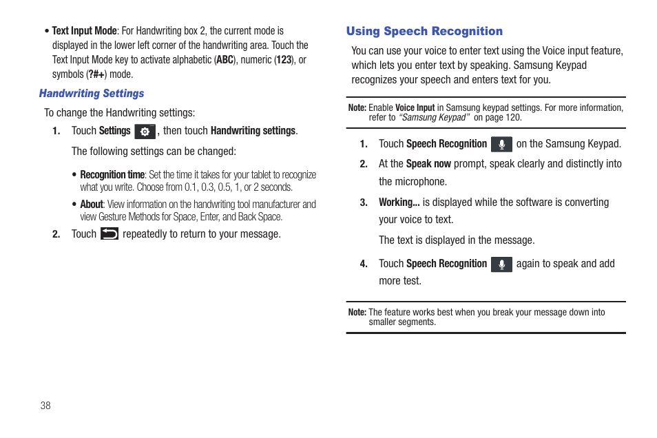 Using speech recognition | Samsung YP-G1CWY-XAA User Manual | Page 42 / 176