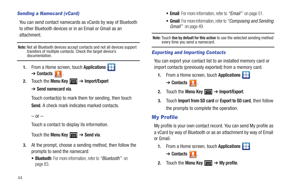 My profile | Samsung YP-G1CWY-XAA User Manual | Page 48 / 176