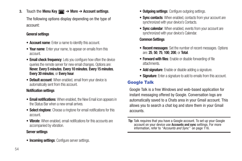 Google talk | Samsung YP-G1CWY-XAA User Manual | Page 58 / 176