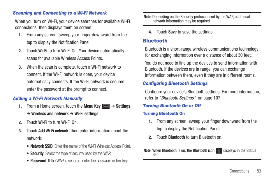Bluetooth, Uetooth. for more information, For more information, refer to “bluetooth” on | Samsung YP-G1CWY-XAA User Manual | Page 87 / 176