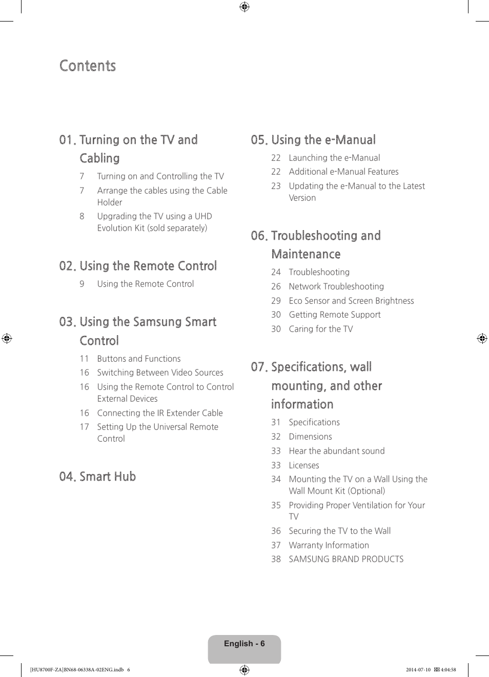 Samsung UN55HU8700FXZA User Manual | Page 6 / 39