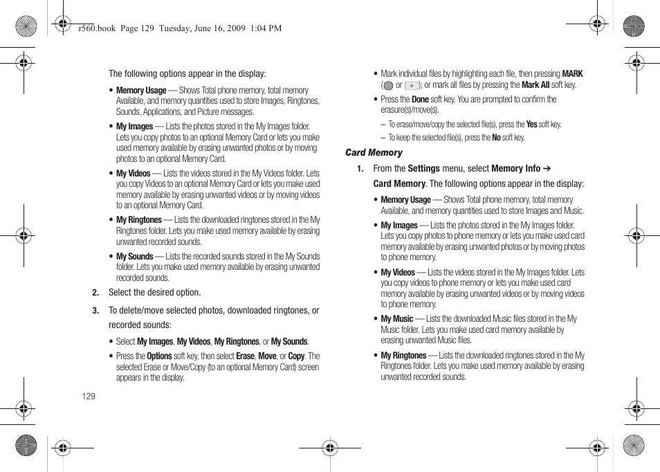 Card memory | Samsung SCH-R560DAAMTR User Manual | Page 132 / 167