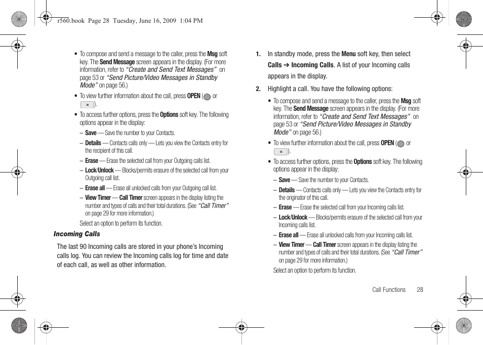 Incoming calls | Samsung SCH-R560DAAMTR User Manual | Page 31 / 167
