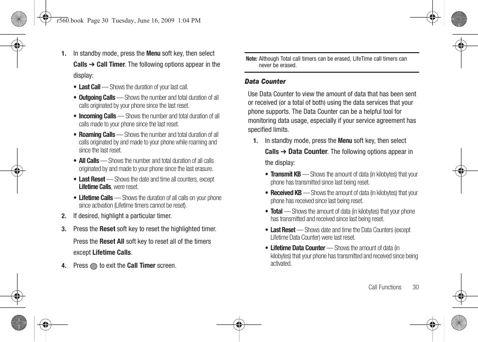 Data counter | Samsung SCH-R560DAAMTR User Manual | Page 33 / 167