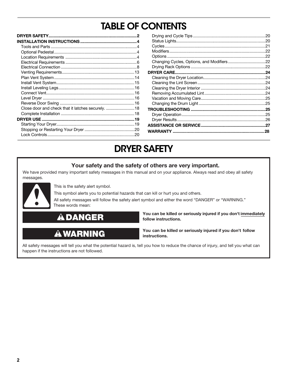 Amana W10233410A User Manual | Page 2 / 28