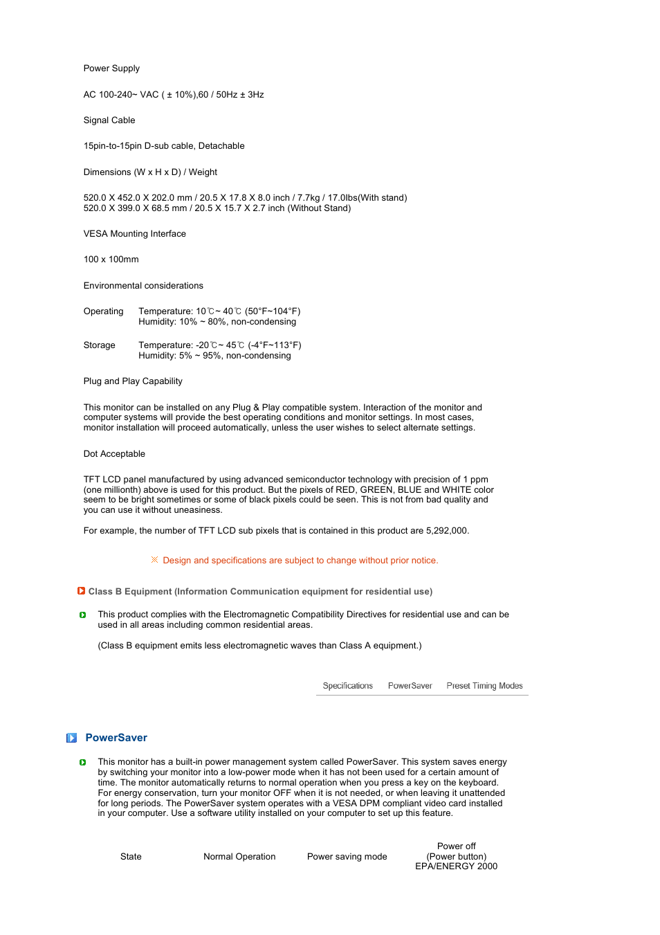Powersaver | Samsung LS22UCNSF-XBG User Manual | Page 53 / 59