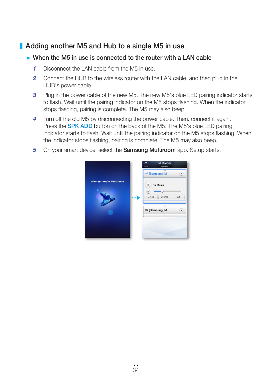 Adding another m5 and hub to a single m5 in use | Samsung WAM551-ZA User Manual | Page 34 / 79