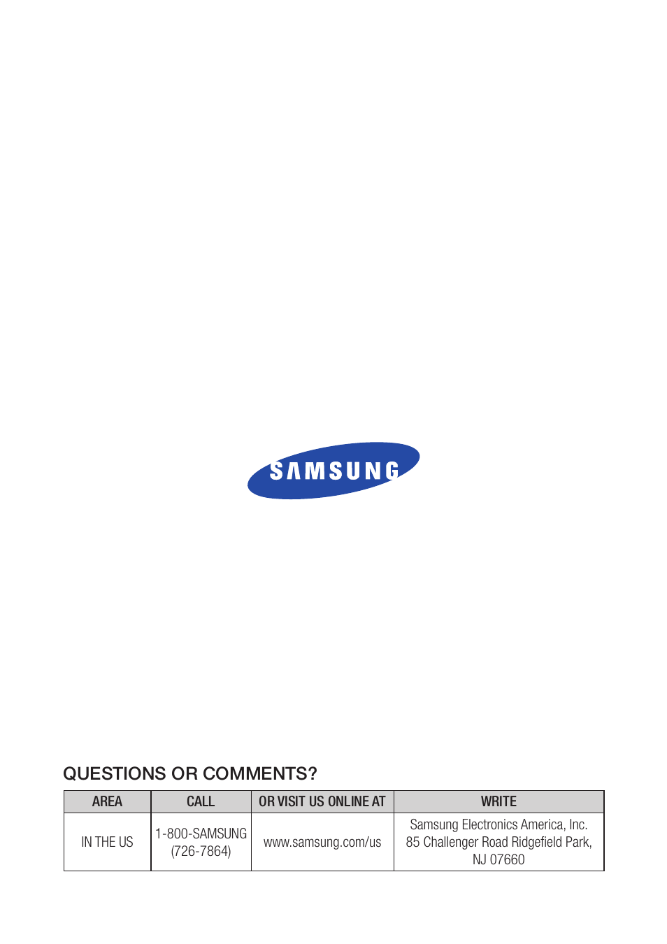 Questions or comments | Samsung WAM551-ZA User Manual | Page 79 / 79