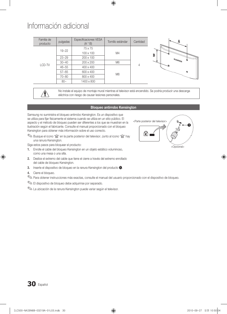 Información adicional | Samsung LN40C500F3FXZA User Manual | Page 66 / 109