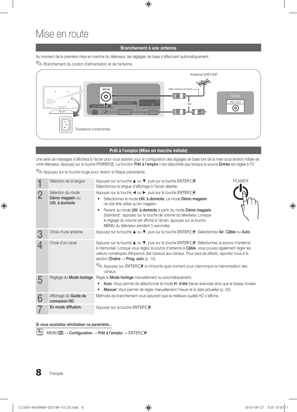 Mise en route | Samsung LN40C500F3FXZA User Manual | Page 80 / 109