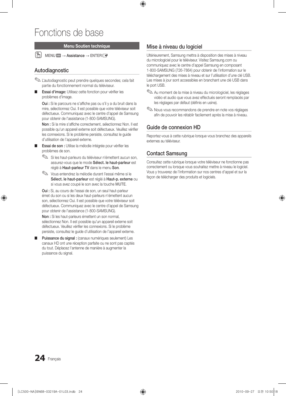 Fonctions de base | Samsung LN40C500F3FXZA User Manual | Page 96 / 109