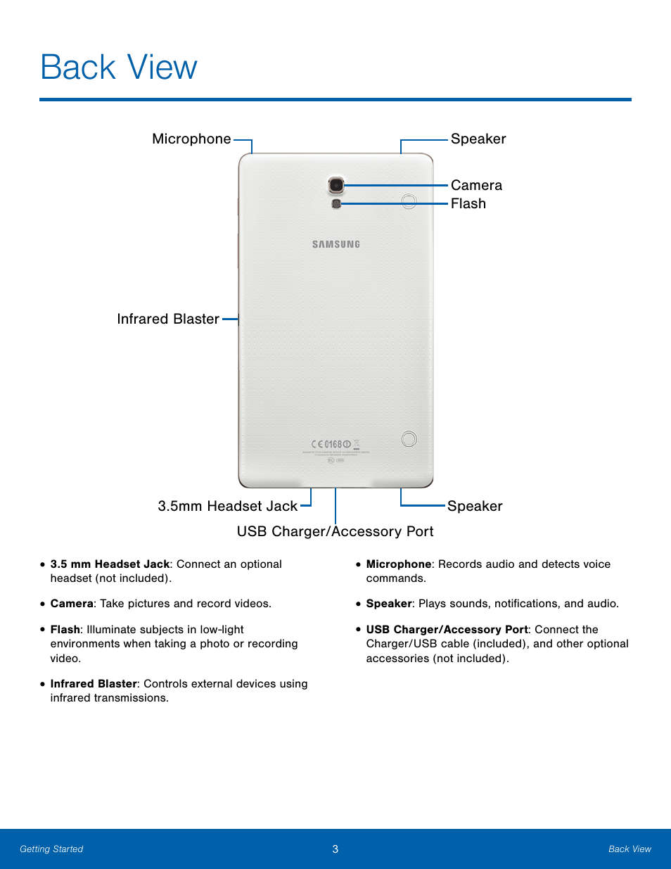 Back view | Samsung SM-T700NZWAXAR User Manual | Page 10 / 82