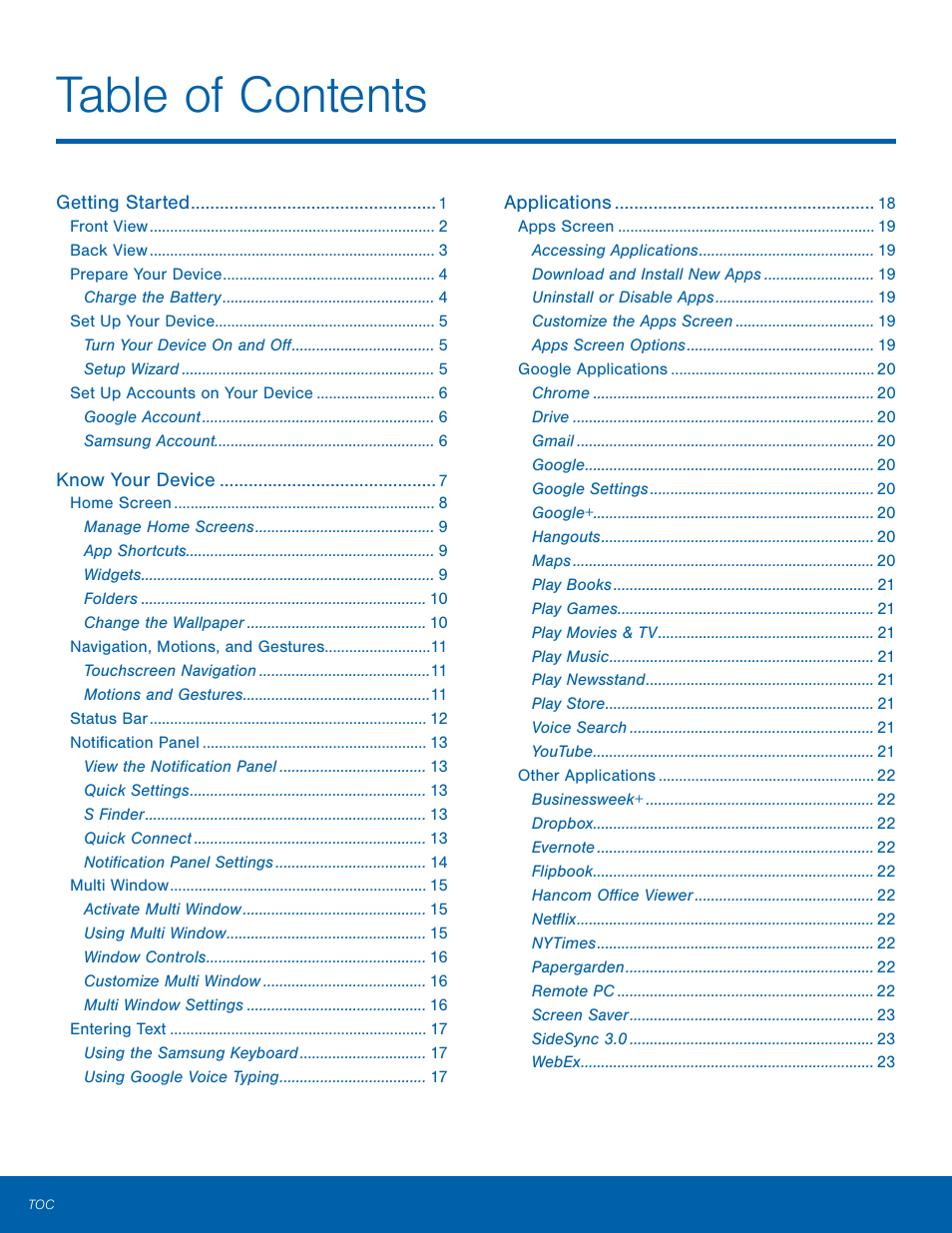 Samsung SM-T700NZWAXAR User Manual | Page 5 / 82