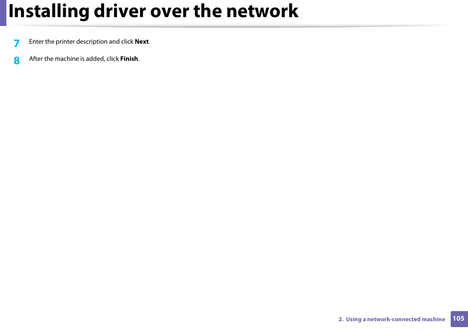 Installing driver over the network | Samsung CLP-365W-XAC User Manual | Page 105 / 224
