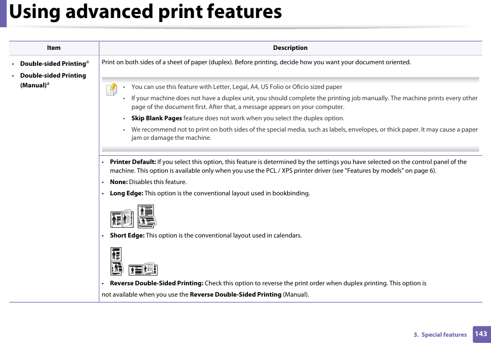 Using advanced print features | Samsung CLP-365W-XAC User Manual | Page 143 / 224