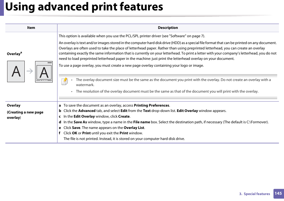 Using advanced print features | Samsung CLP-365W-XAC User Manual | Page 145 / 224