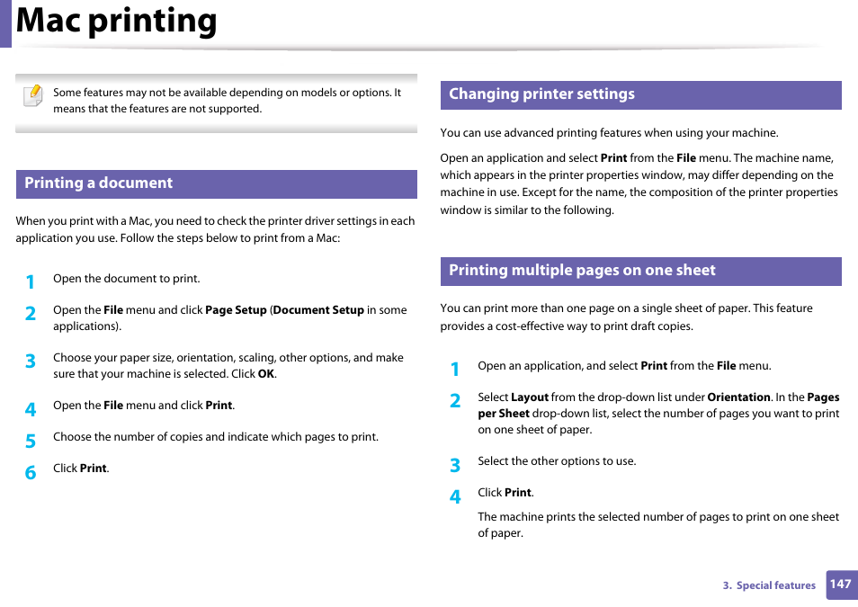Mac printing | Samsung CLP-365W-XAC User Manual | Page 147 / 224