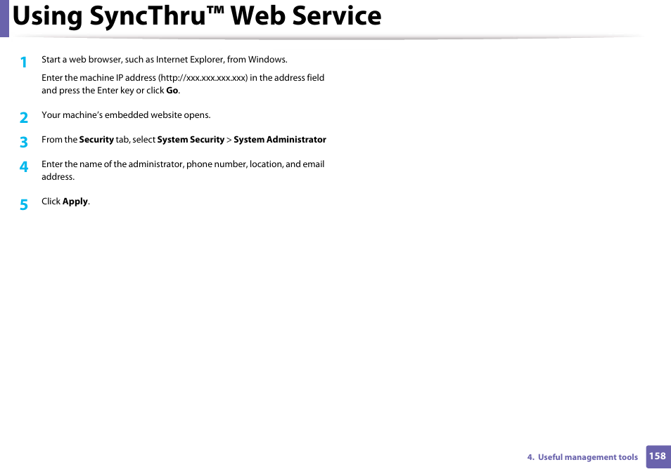 Using syncthru™ web service | Samsung CLP-365W-XAC User Manual | Page 158 / 224
