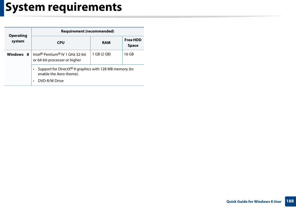System requirements | Samsung CLP-365W-XAC User Manual | Page 188 / 224