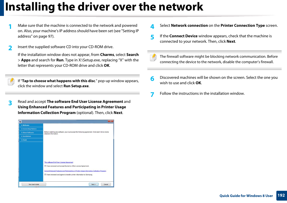 Installing the driver over the network | Samsung CLP-365W-XAC User Manual | Page 192 / 224