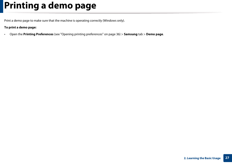 Printing a demo page | Samsung CLP-365W-XAC User Manual | Page 27 / 224