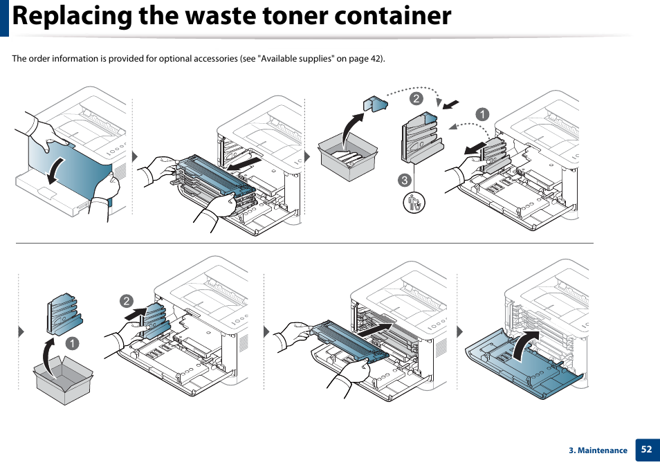 Replacing the waste toner container | Samsung CLP-365W-XAC User Manual | Page 52 / 224