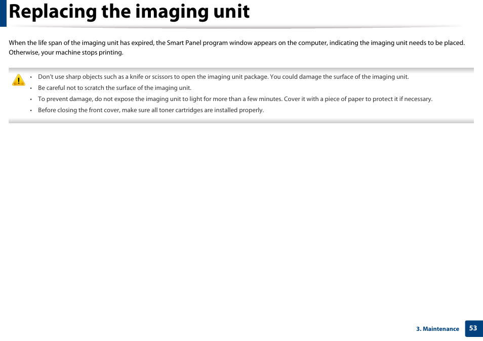 Replacing the imaging unit | Samsung CLP-365W-XAC User Manual | Page 53 / 224