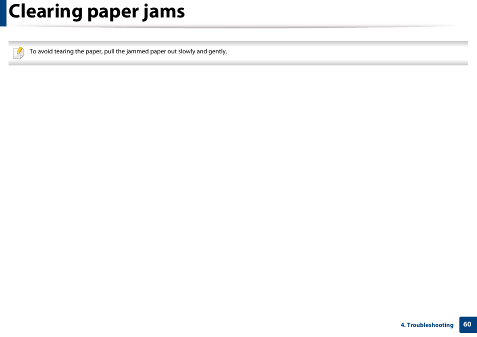 Clearing paper jams | Samsung CLP-365W-XAC User Manual | Page 60 / 224