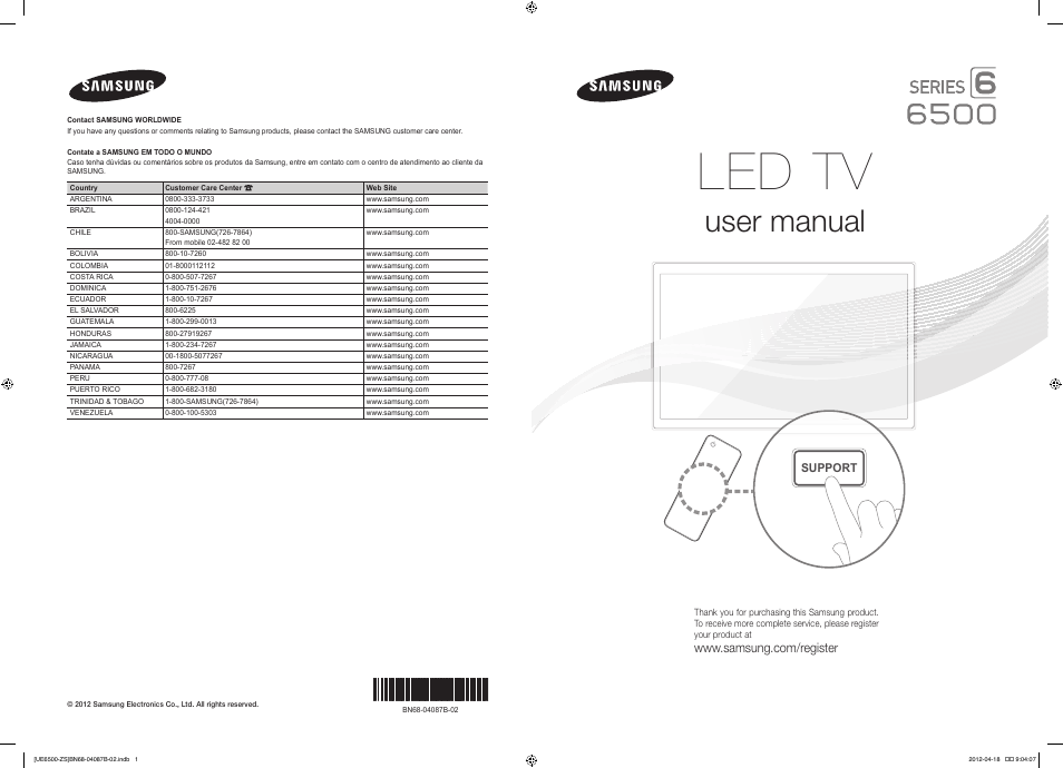Samsung UN46ES6500GXZE User Manual | 69 pages