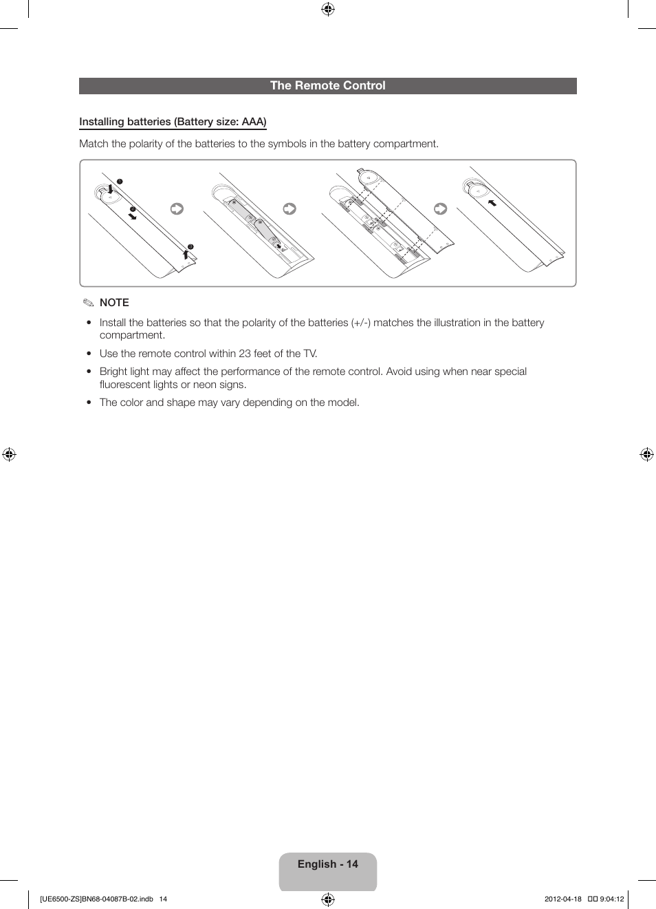 Samsung UN46ES6500GXZE User Manual | Page 14 / 69