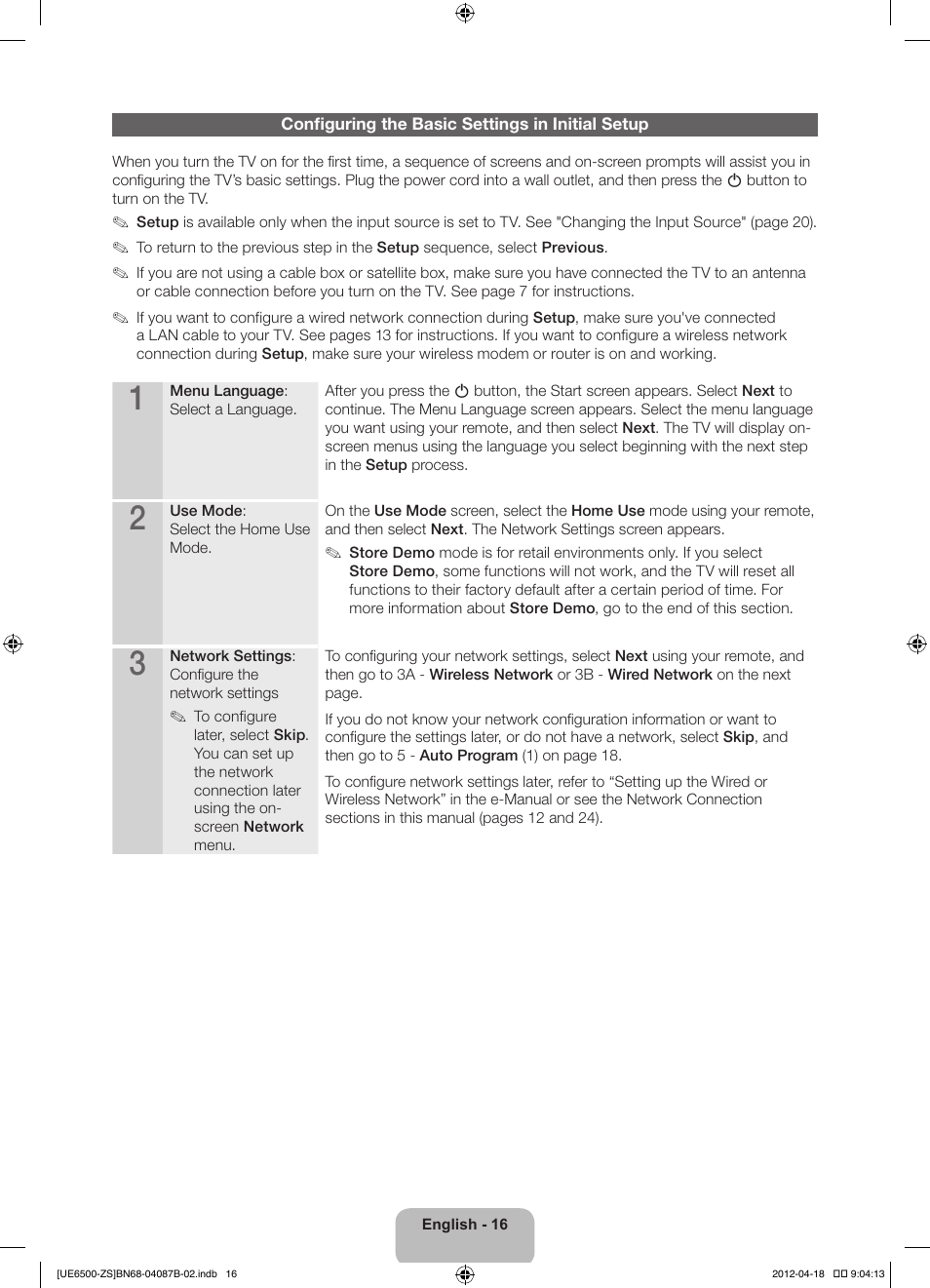 Samsung UN46ES6500GXZE User Manual | Page 16 / 69