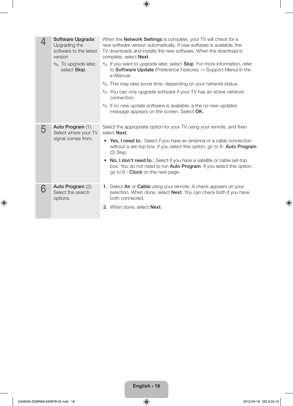 Samsung UN46ES6500GXZE User Manual | Page 18 / 69