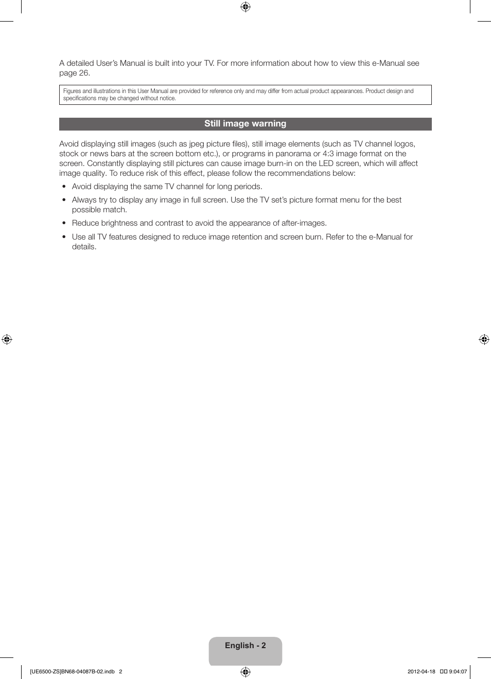 Samsung UN46ES6500GXZE User Manual | Page 2 / 69