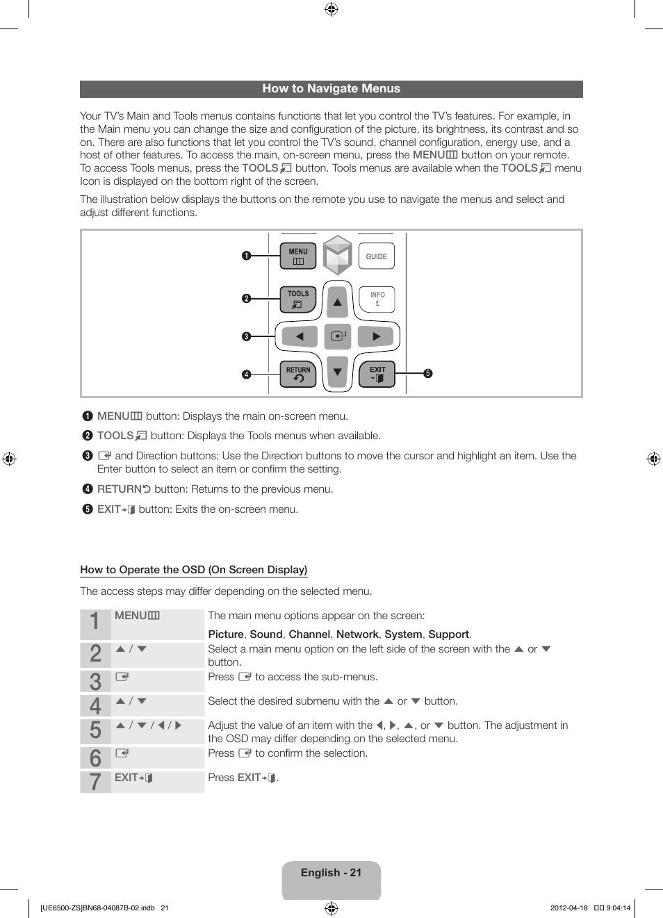 Samsung UN46ES6500GXZE User Manual | Page 21 / 69