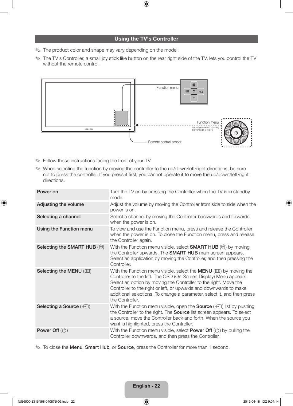 Samsung UN46ES6500GXZE User Manual | Page 22 / 69