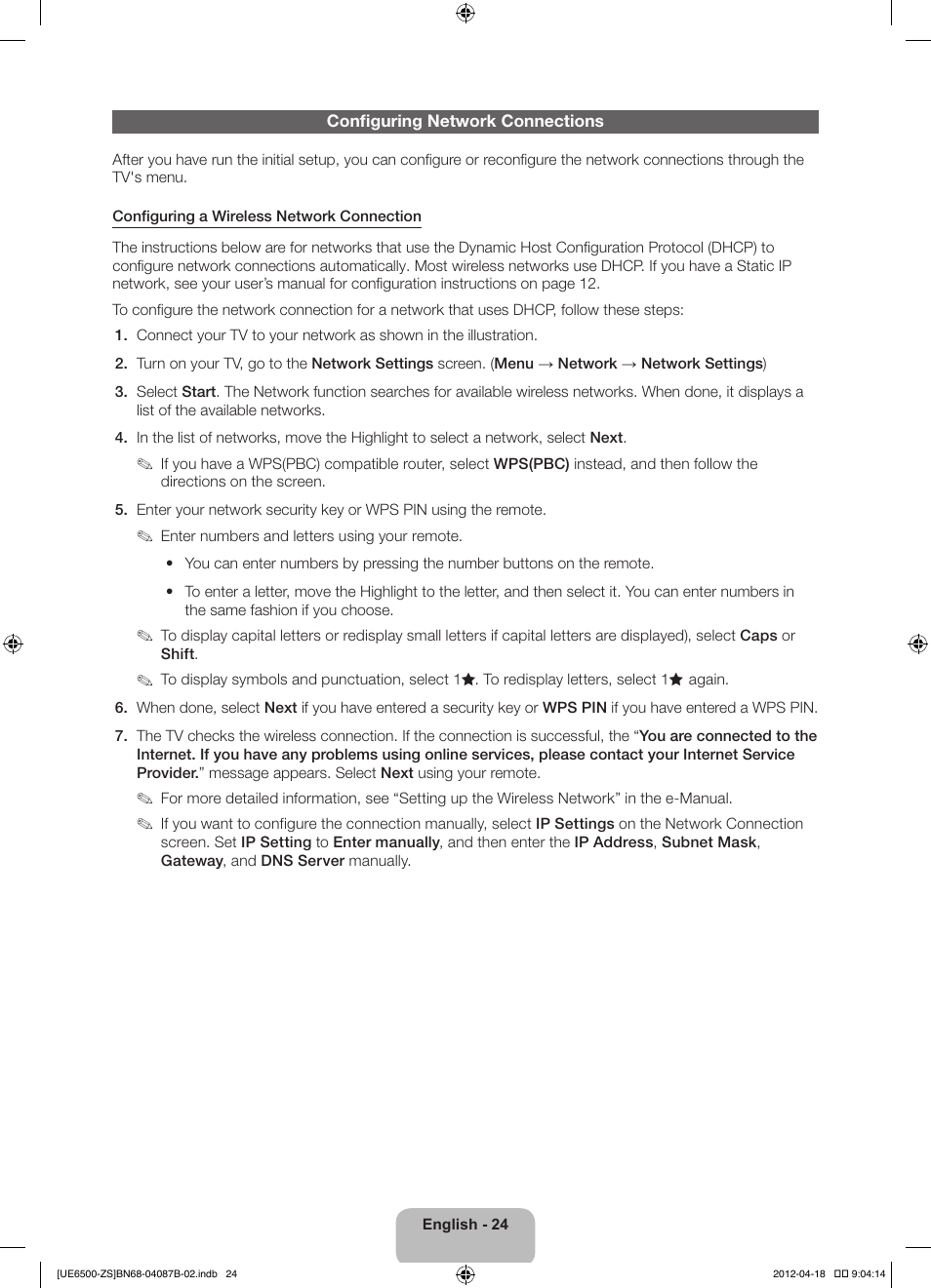 Samsung UN46ES6500GXZE User Manual | Page 24 / 69