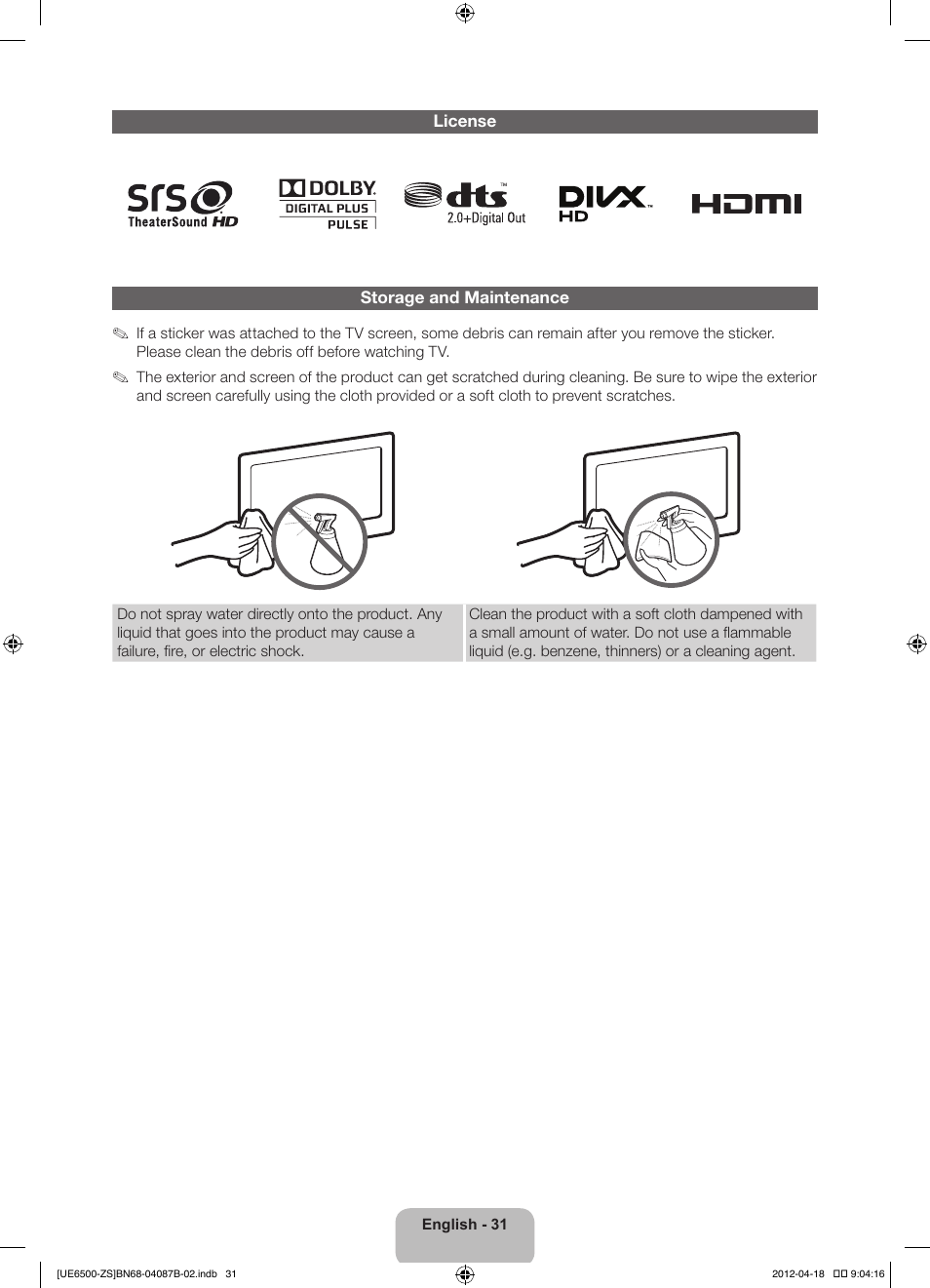 Samsung UN46ES6500GXZE User Manual | Page 31 / 69