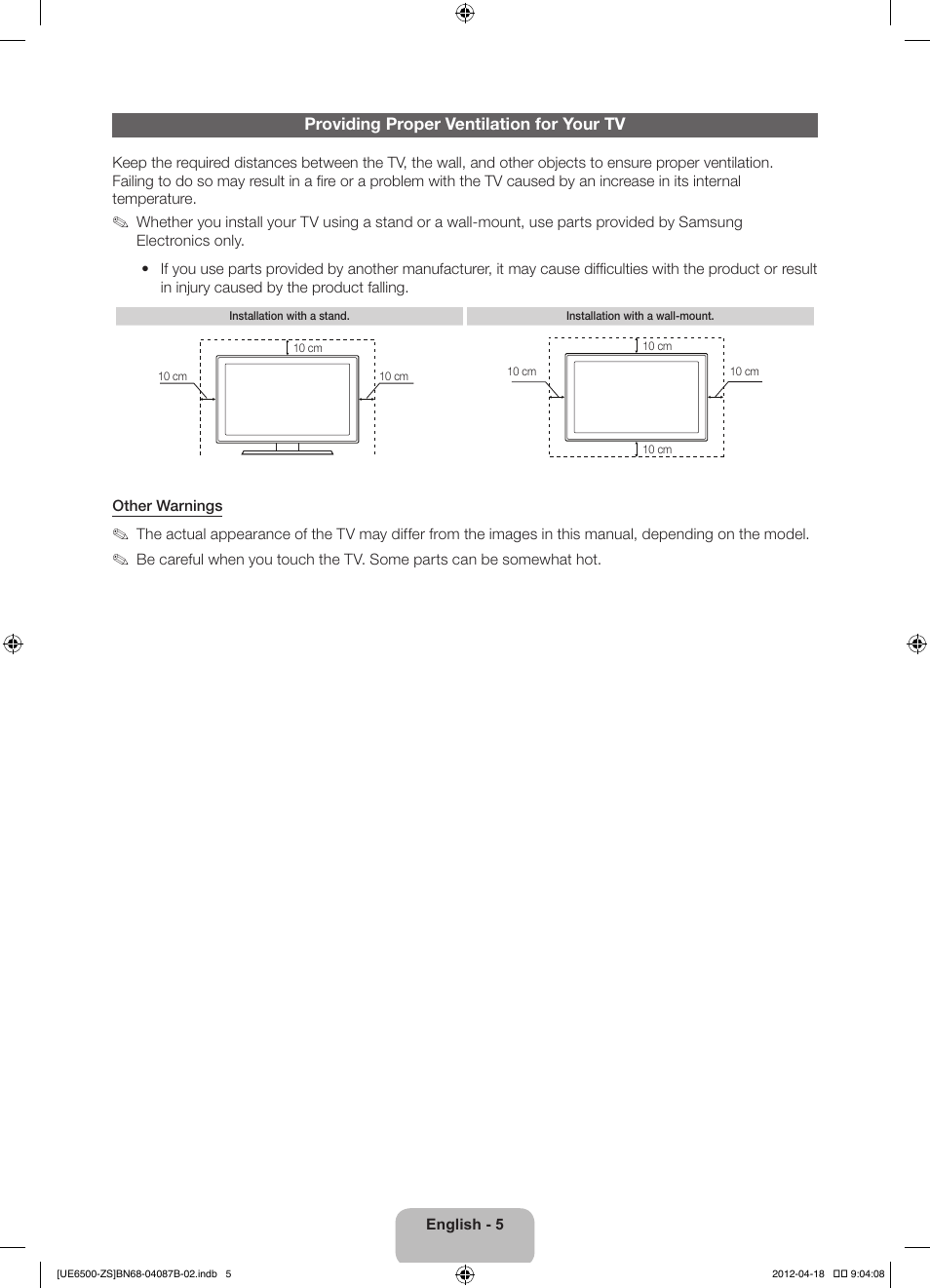 Samsung UN46ES6500GXZE User Manual | Page 5 / 69
