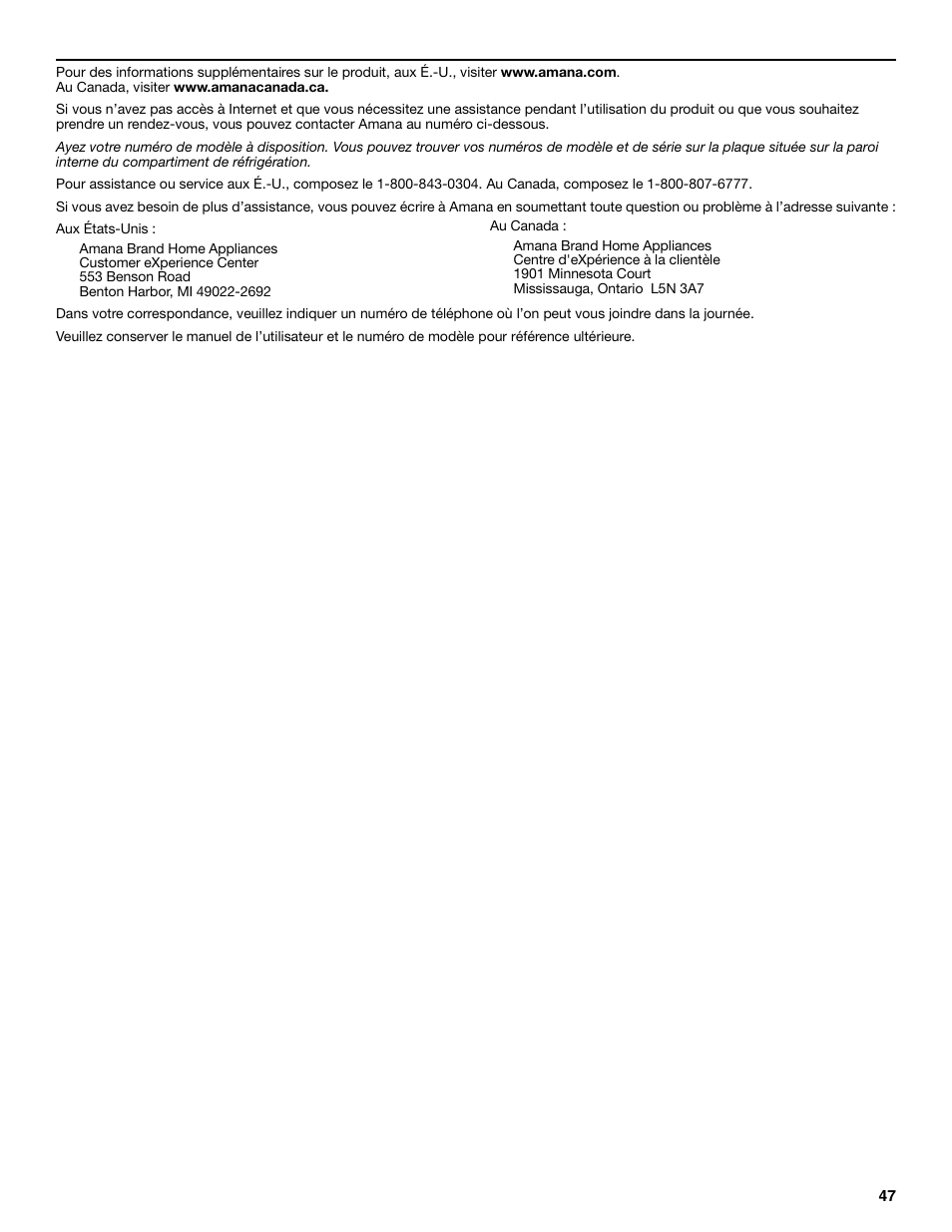 Amana W10211609A User Manual | Page 47 / 48