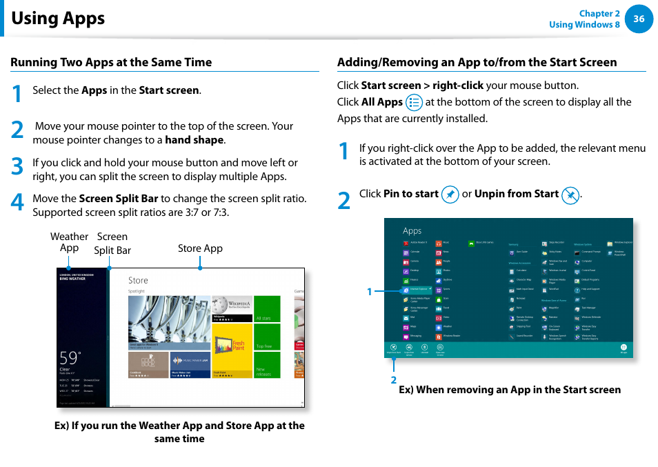 Using apps | Samsung DP300A2A-A01US User Manual | Page 37 / 126