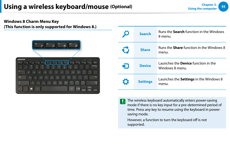 Using a wireless keyboard/mouse, Optional) | Samsung DP300A2A-A01US User Manual | Page 46 / 126