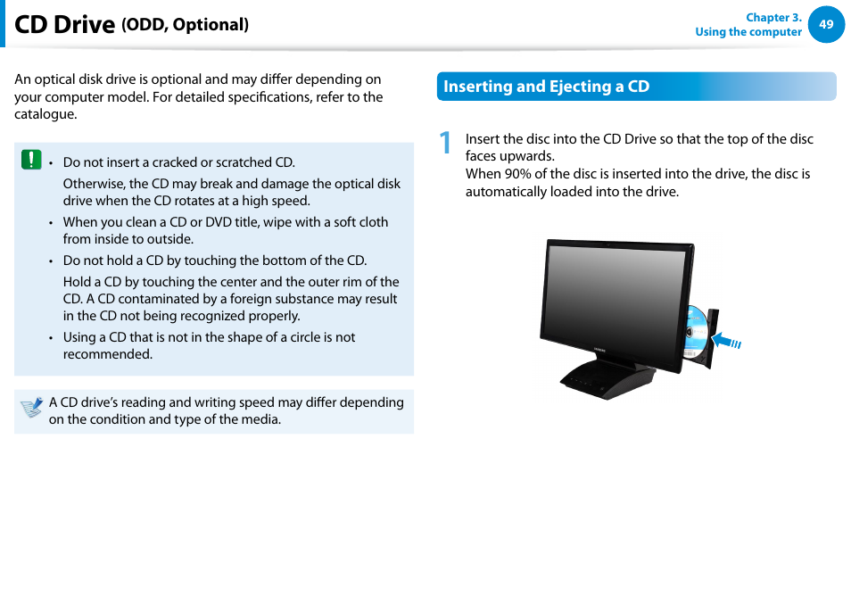 Cd drive (odd, optional), Cd drive | Samsung DP300A2A-A01US User Manual | Page 50 / 126
