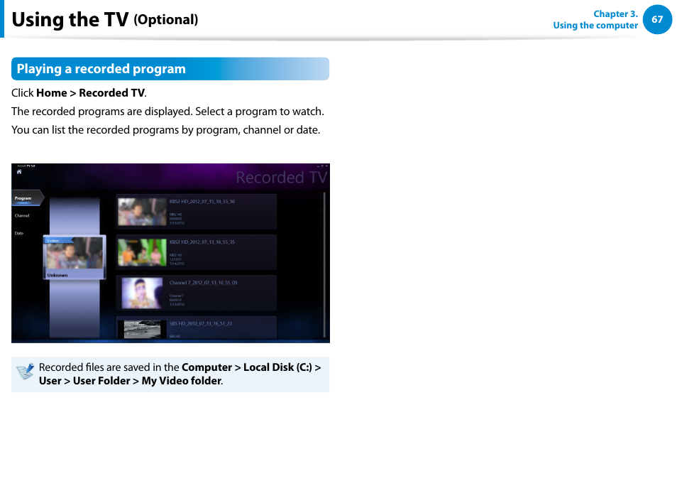 Using the tv | Samsung DP300A2A-A01US User Manual | Page 68 / 126