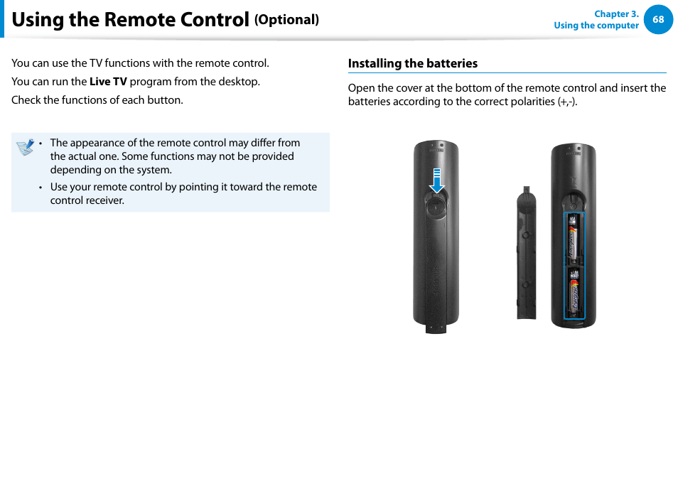 Using the remote control (optional), Using the remote control, Optional) | Samsung DP300A2A-A01US User Manual | Page 69 / 126