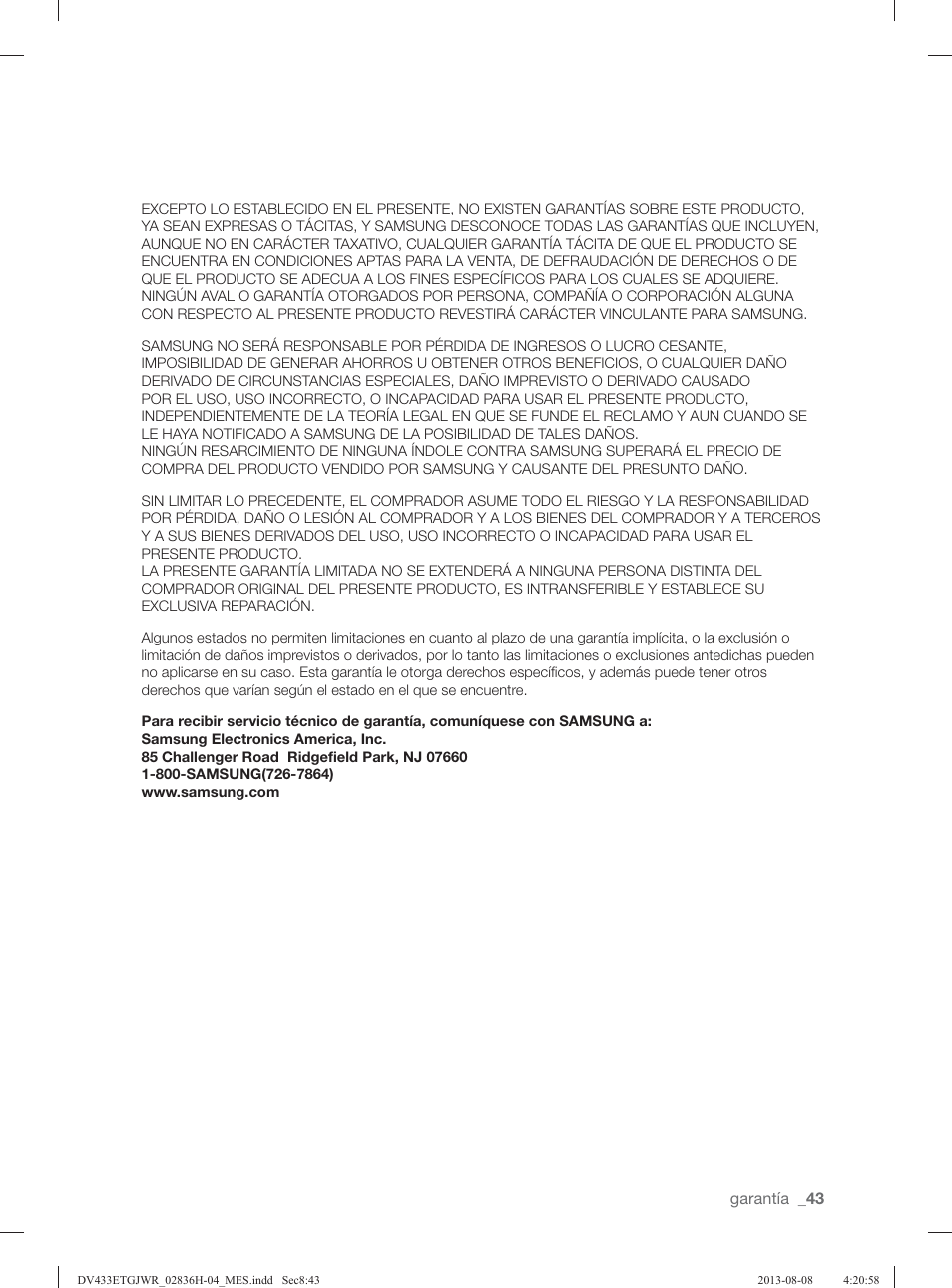 Samsung DV433ETGJWR-A1 User Manual | Page 139 / 144