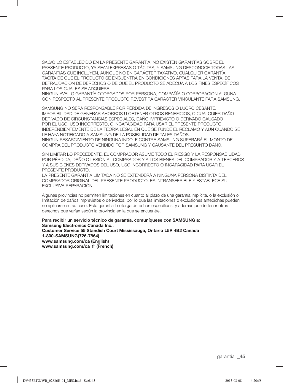 Samsung DV433ETGJWR-A1 User Manual | Page 141 / 144