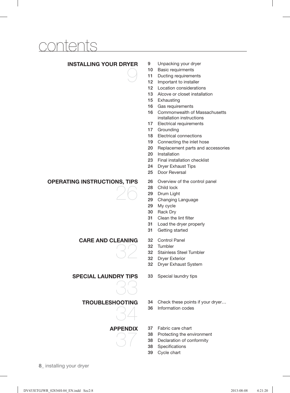 Samsung DV433ETGJWR-A1 User Manual | Page 8 / 144