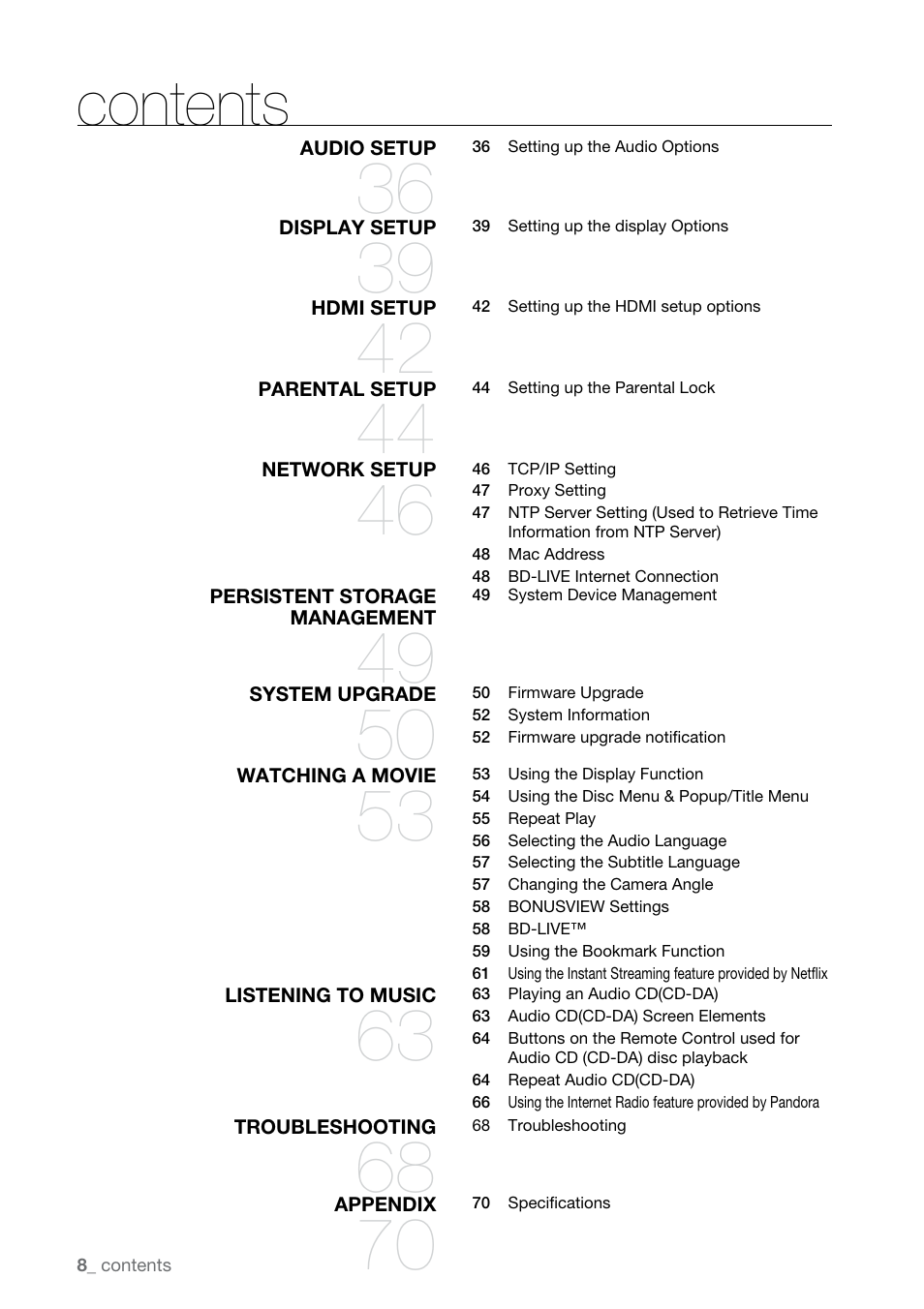 Samsung BD-P2550-XAC User Manual | Page 8 / 75