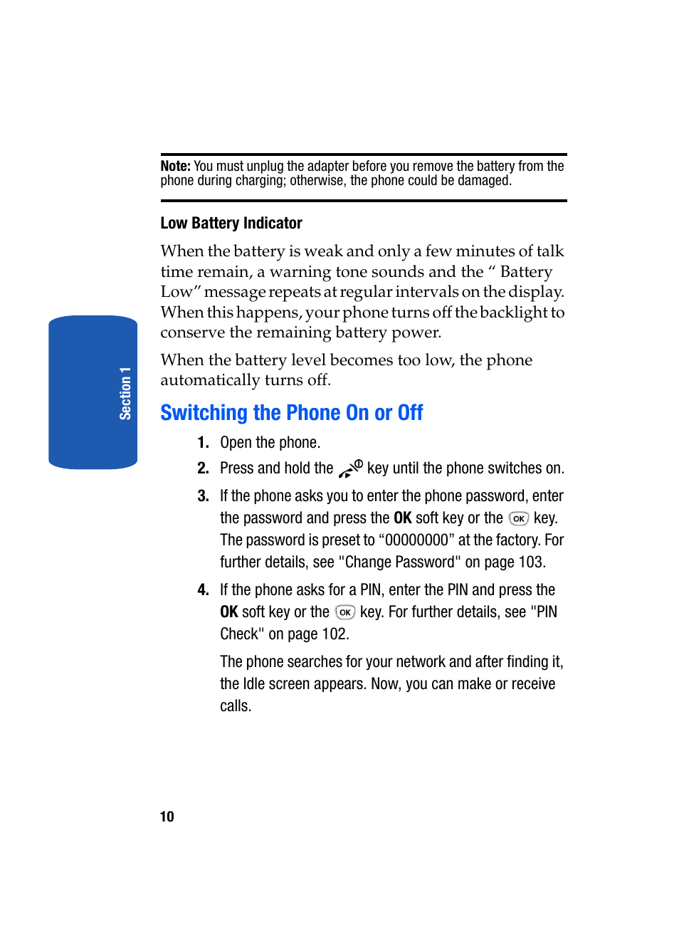 Switching the phone on or off | Samsung SGH-T319NBBTMB User Manual | Page 14 / 182